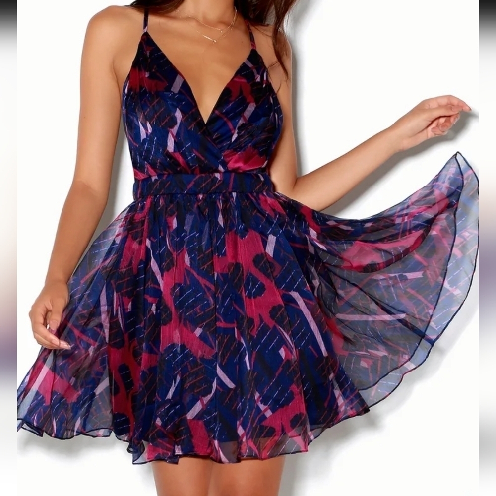 Lulus Brittania Navy Blue Print Skater Dress